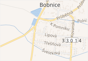 Za Kovárnou v obci Bobnice - mapa ulice