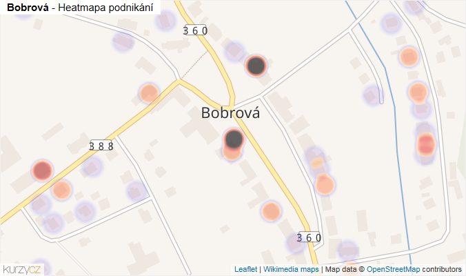 Mapa Bobrová - Firmy v části obce.