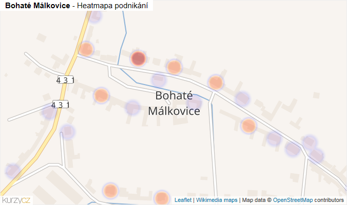 Mapa Bohaté Málkovice - Firmy v části obce.