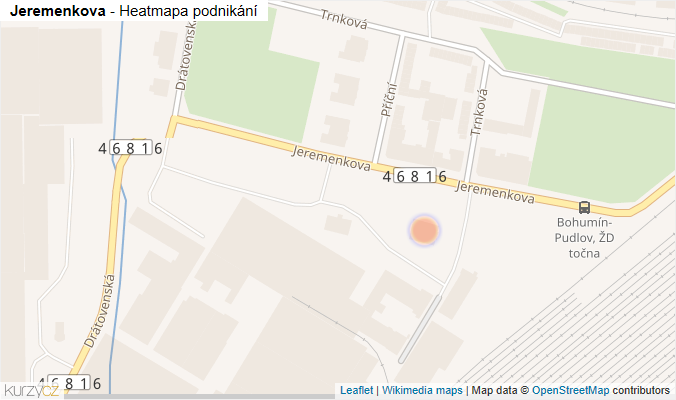 Mapa Jeremenkova - Firmy v ulici.