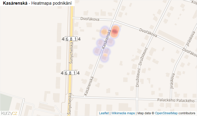 Mapa Kasárenská - Firmy v ulici.