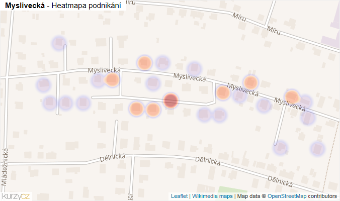 Mapa Myslivecká - Firmy v ulici.