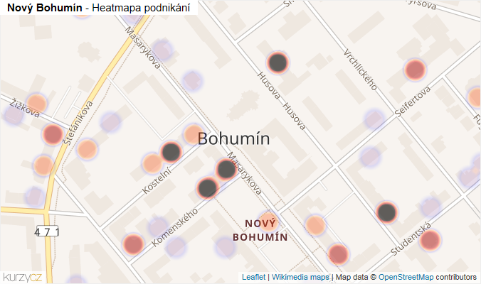 Mapa Nový Bohumín - Firmy v části obce.