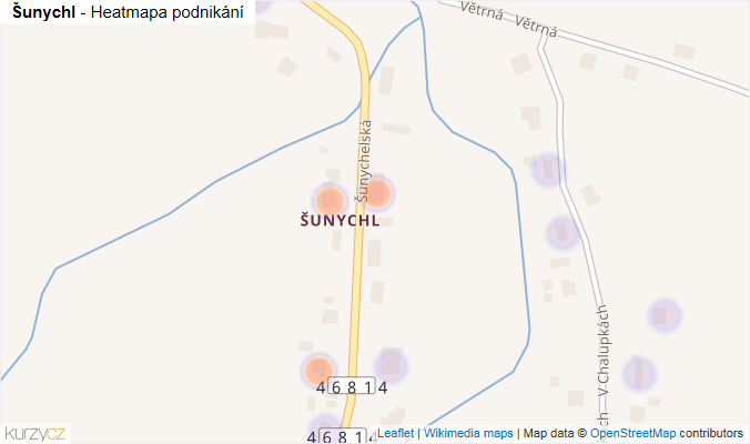 Mapa Šunychl - Firmy v části obce.