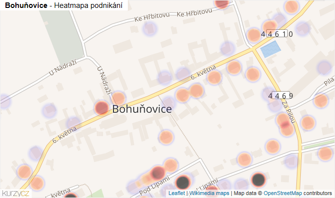 Mapa Bohuňovice - Firmy v části obce.