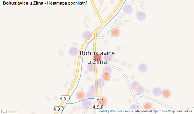Mapa Bohuslavice u Zlína - Firmy v části obce.