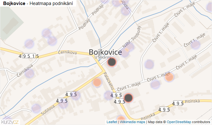 Mapa Bojkovice - Firmy v části obce.