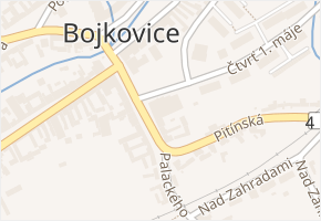 Čtvrť 1. máje v obci Bojkovice - mapa ulice