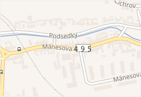 Mánesova v obci Bojkovice - mapa ulice