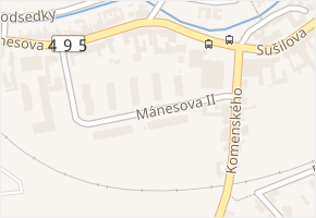 Mánesova II v obci Bojkovice - mapa ulice
