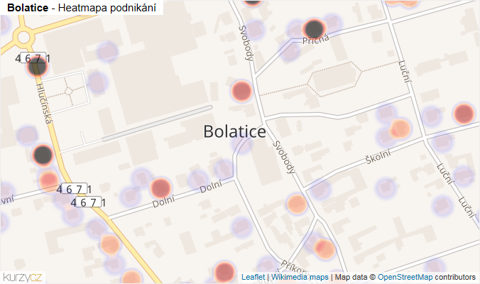 Mapa Bolatice - Firmy v části obce.