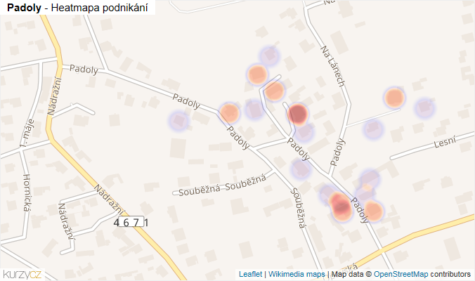 Mapa Padoly - Firmy v ulici.