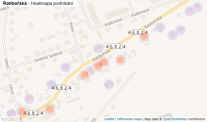 Mapa Ratibořská - Firmy v ulici.