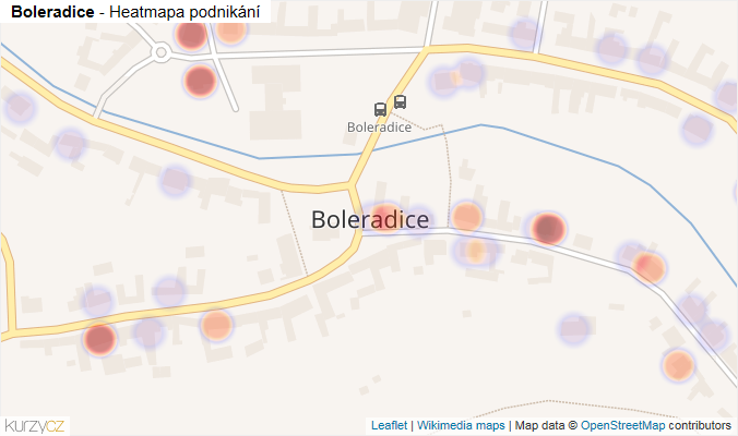Mapa Boleradice - Firmy v části obce.