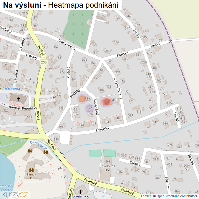 Mapa Na výsluní - Firmy v ulici.