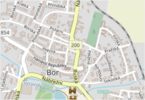 U brány v obci Bor - mapa ulice