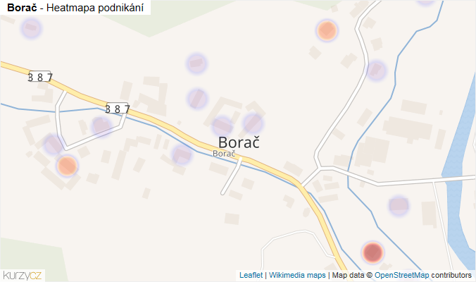 Mapa Borač - Firmy v části obce.