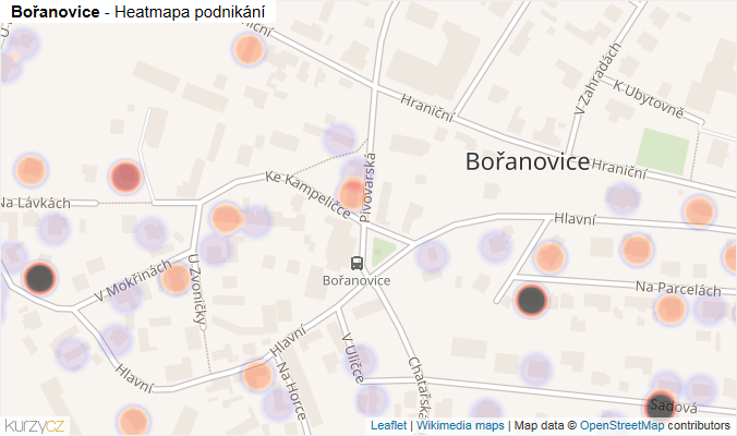 Mapa Bořanovice - Firmy v části obce.