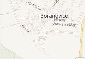 V Uličce v obci Bořanovice - mapa ulice