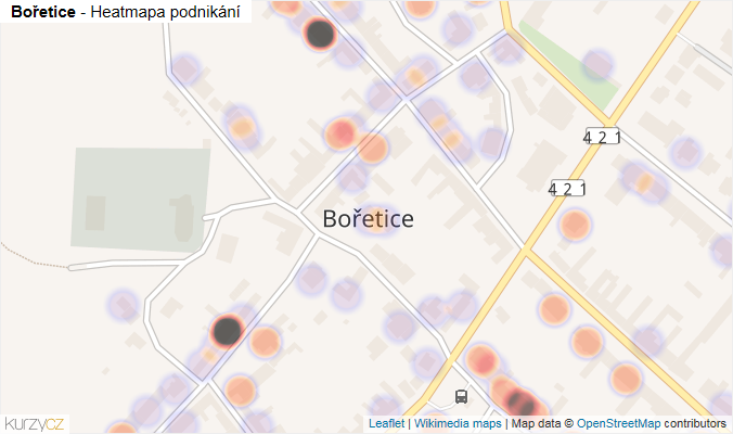 Mapa Bořetice - Firmy v části obce.