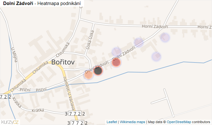Mapa Dolní Zádvoří - Firmy v ulici.