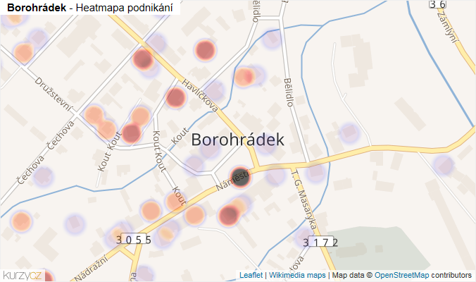 Mapa Borohrádek - Firmy v části obce.