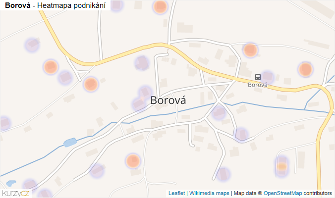 Mapa Borová - Firmy v části obce.