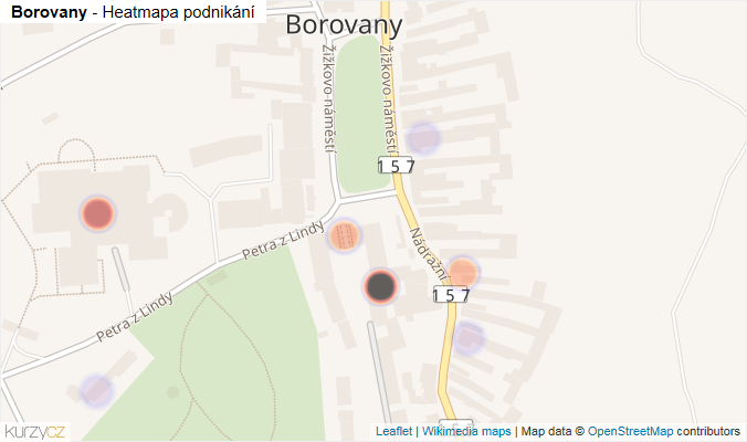 Mapa Borovany - Firmy v části obce.