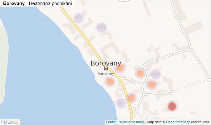 Mapa Borovany - Firmy v části obce.