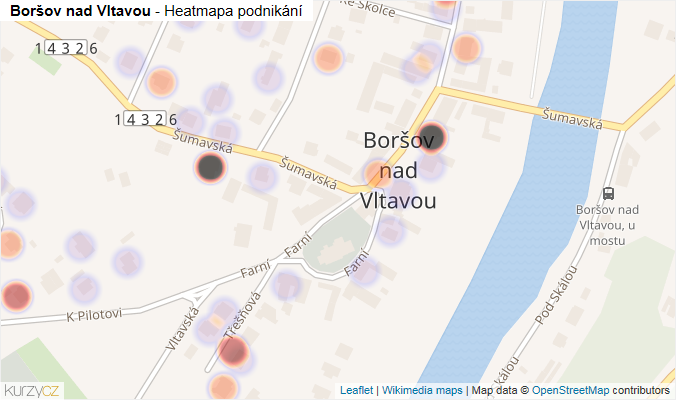 Mapa Boršov nad Vltavou - Firmy v části obce.