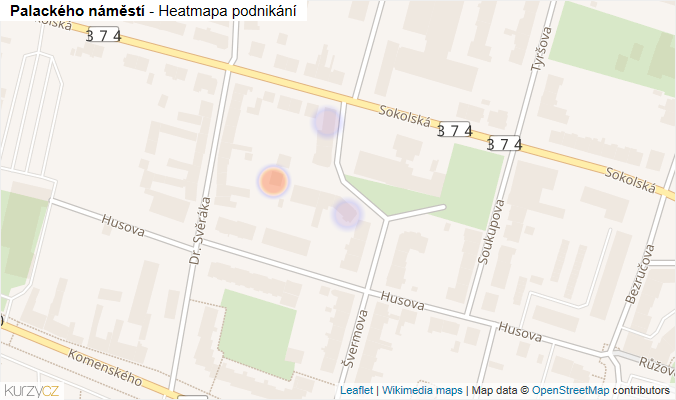 Mapa Palackého náměstí - Firmy v ulici.
