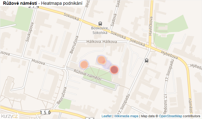Mapa Růžové náměstí - Firmy v ulici.