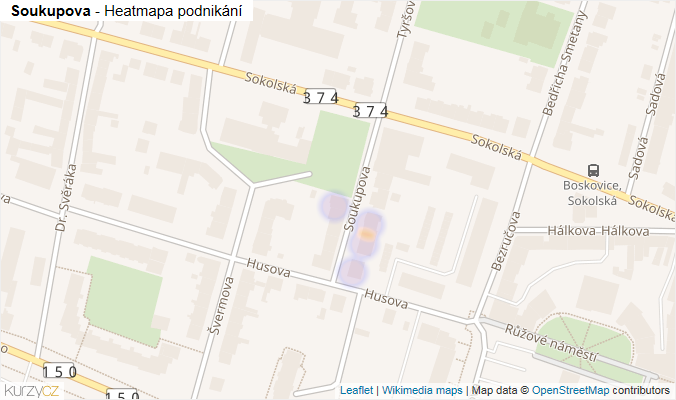 Mapa Soukupova - Firmy v ulici.