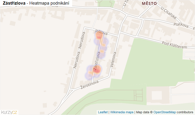 Mapa Zástřizlova - Firmy v ulici.