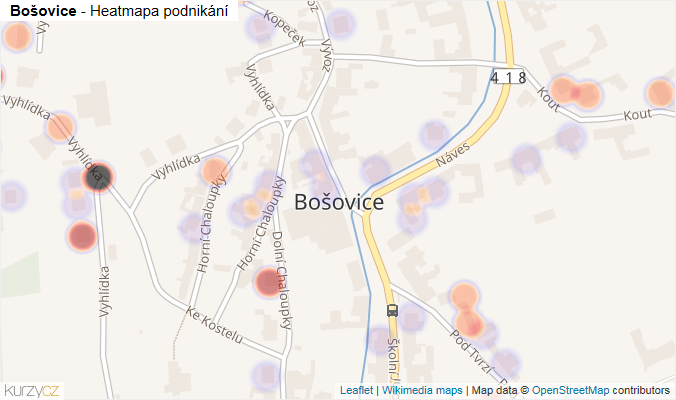 Mapa Bošovice - Firmy v části obce.