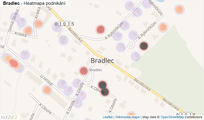 Mapa Bradlec - Firmy v části obce.