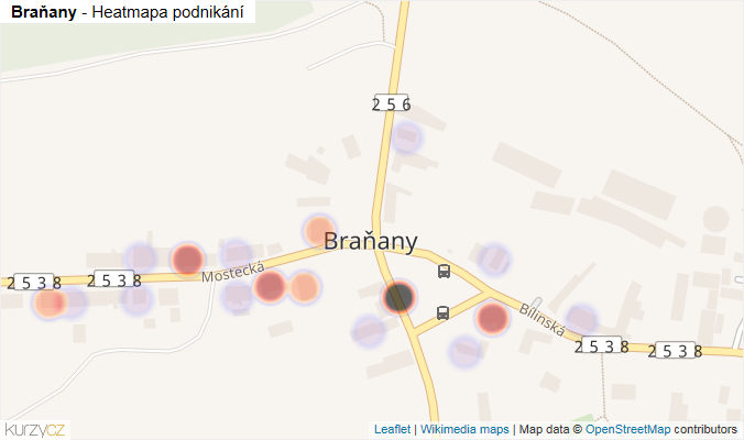 Mapa Braňany - Firmy v části obce.
