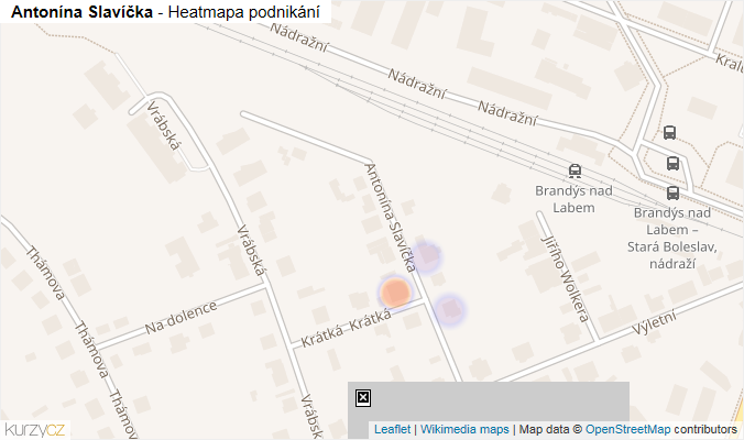 Mapa Antonína Slavíčka - Firmy v ulici.