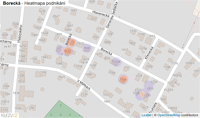 Mapa Borecká - Firmy v ulici.