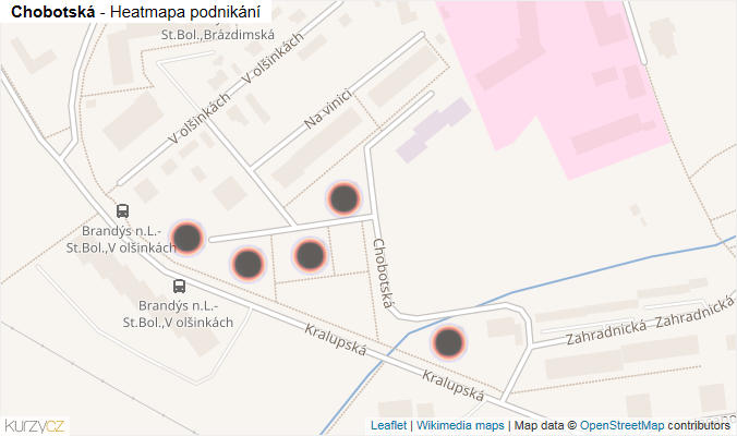 Mapa Chobotská - Firmy v ulici.