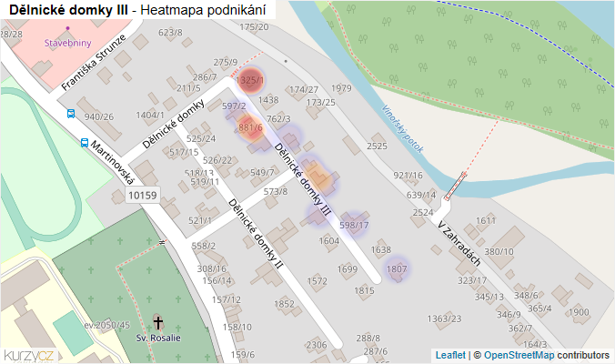 Mapa Dělnické domky III - Firmy v ulici.