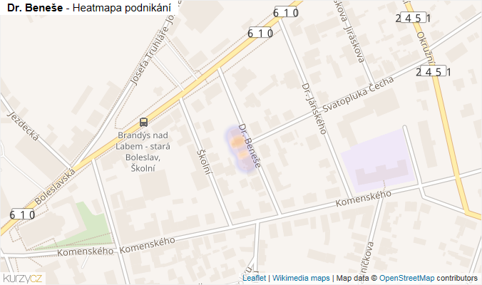 Mapa Dr. Beneše - Firmy v ulici.