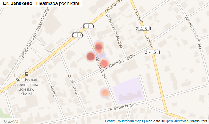 Mapa Dr. Jánského - Firmy v ulici.
