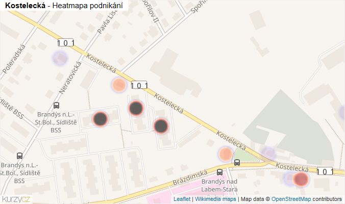 Mapa Kostelecká - Firmy v ulici.