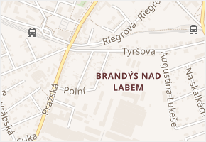 Na baterii v obci Brandýs nad Labem-Stará Boleslav - mapa ulice