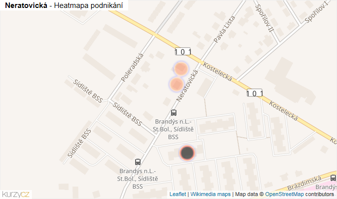 Mapa Neratovická - Firmy v ulici.