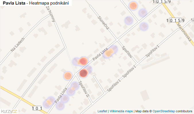Mapa Pavla Lista - Firmy v ulici.