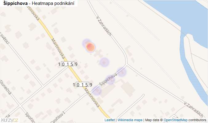 Mapa Šippichova - Firmy v ulici.