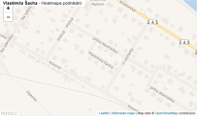 Mapa Vlastimila Šacha - Firmy v ulici.