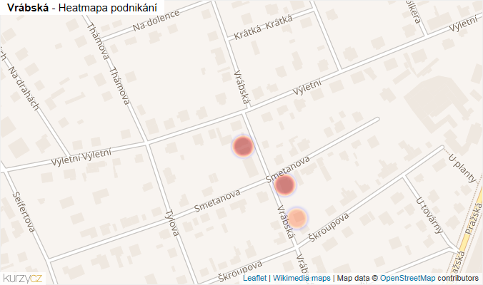 Mapa Vrábská - Firmy v ulici.